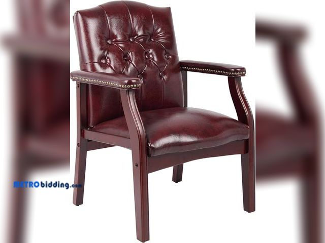 Lot 88-498628 - Boss Office Products Ivy League Executive Guest Chair, Vinyl in Burgundy