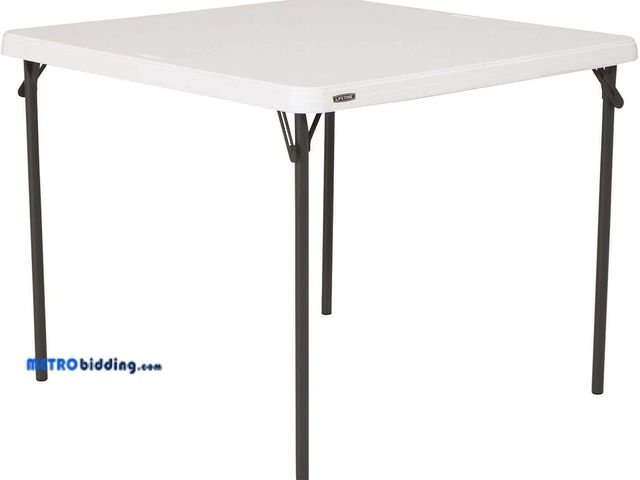 Lot 88-498182 - Lifetime 80783 37-Inch Commercial Grade Square Folding Card Table, White Granite