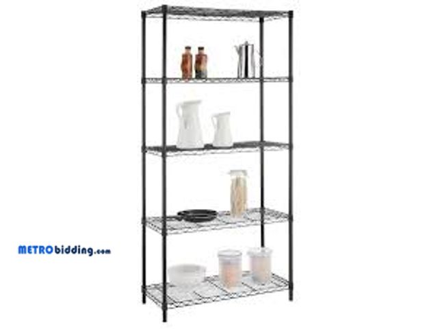 Lot 88-481051 - HDX 5-Tier Steel Wire Shelving Unit in Black (36 in. W x 72 in. H x 16 in. D)