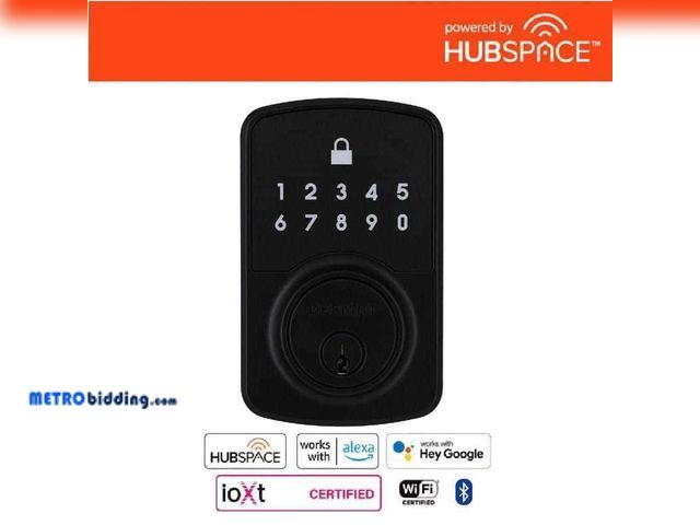 Lot 88-491821 - Defiant Smart Matte Black Electronic Deadbolt w/ Wi-Fi Powered by Hubspace