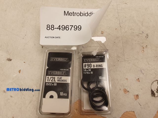 Lot 88-496799 - Lot of everbilt #90 0-rings and everbilt 1/2 L flat washers, see pictures