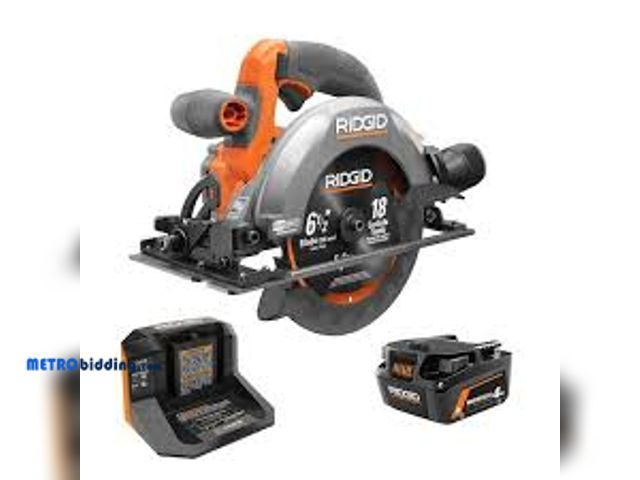 Lot 88-480020 - RIDGID 18V SubCompact Brushless Cordless 6-1/2 in. Circular Saw Kit with 4.0 Ah MAX Output Battery a...