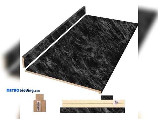 Lot 88-501668 - Hampton Bay 8 ft. Straight Laminate Countertop All-Inclusive Kit in Textured Sombra