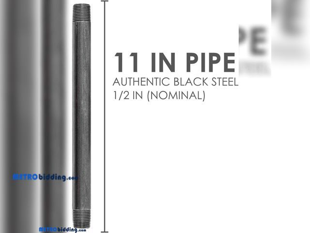 Lot 88-505436 - PIPE DÉCOR 1/2” x 11” Malleable Cast Iron Pipe Nipple, Pre-Cut Connectors, Industrial Steel Grey Fit...