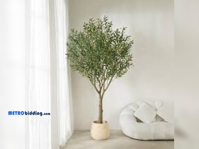 Lot 88-480925 - DR.Planzen 7ft.Artificial Olive Tree Indoor/Outdoor UVResistant Black Pot,MultiBranched Faux Tree fo...