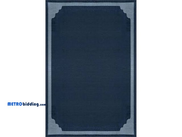Lot 88-494353 - Beverly Rug Hera Navy 8 ft. x 10 ft. Rubber Back Washable Corner Bordered Indoor Outdoor Patio Area ...