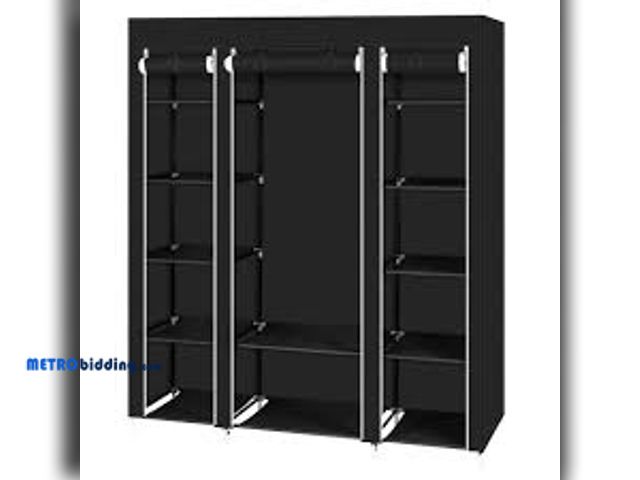 Lot 88-498604 - Karl home 68.9 in. H x 59 in. W x 17.7 in. D Black Non-woven Fabric Wardrobe Portable Closet