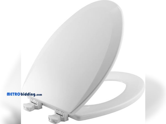 Lot 88-498494 - Bemis 1500EC Durable Wood Toilet Seat with Easy Clean Hinges, Made in USA, Elongated, White