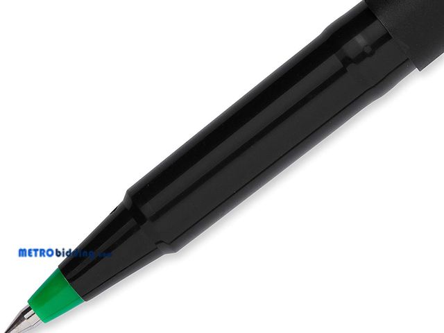 Lot 88-497339 - uniball Roller Ball Pen, Stick, Micro 0.3 Mm, Green Ink, Black Matte Barrel, Dozen