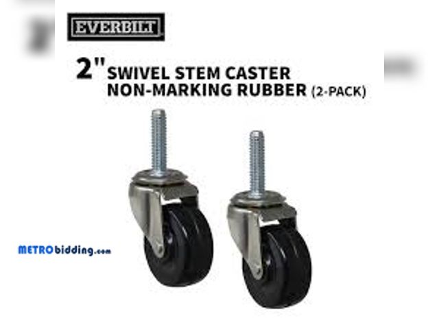 Lot 88-480993 - Everbilt 2 in. Black Soft Rubber and Steel Swivel Threaded Stem Casters with 80 lb. Load Rating 2 Pa...