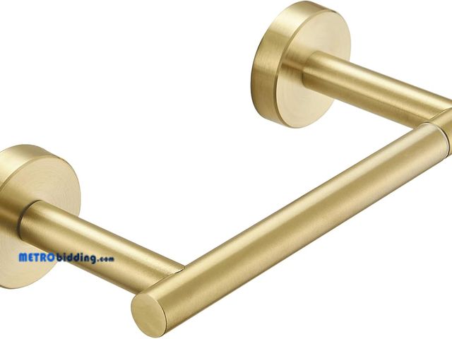 Lot 88-509477 - BWE Double Post Pivoting Wall Mounted Towel Bar Toilet Paper Holder in Brushed Gold A-91017-BG