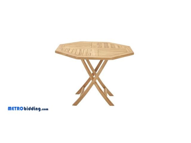 Lot 88-496945 - Litton Lane Brown Teak Wood Octagon Outdoor Table 77840 MSRP: $307.77, shipping damage, repairable w...