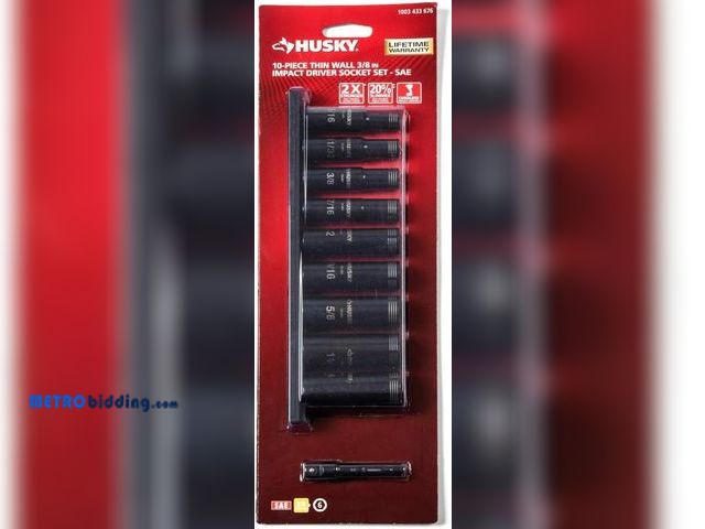 Lot 88-480487 - Husky 3/8 in. Drive Thin Wall Deep Impact Socket Set SAE (10-Piece) , missing 8 mm &amp; 9 mm