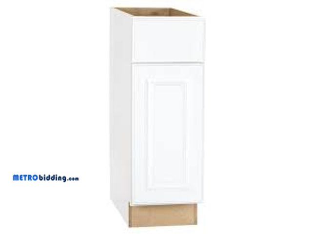 Lot 88-491341 - Hampton Bay Hampton 12 in. W x 24 in. D x 34.5 in. H Assembled Base Kitchen Cabinet in Satin White