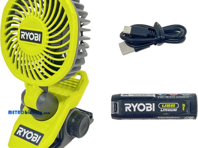 Lot 88-498984 - RYOBI - USB Lithium Clamp Fan Kit with 2.0 Ah USB Lithium Battery and Charging Cable- FVF51K