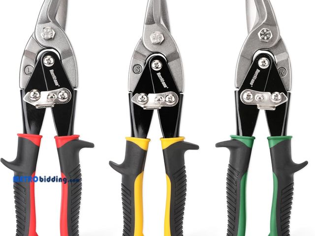 Lot 88-480144 - Hurricane 3 pc Aviation Tin Snips Set, Metal Cutter Shear for Cut Sheet Metal, Chrome Vanadium Steel...