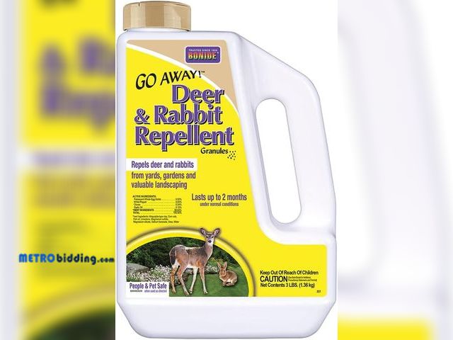 Lot 88-498323 - Bonide Go Away! Deer &amp; Rabbit Repellent Granules, 3 lb. Ready-to-Use, Deter Deer from Garden, Fl...