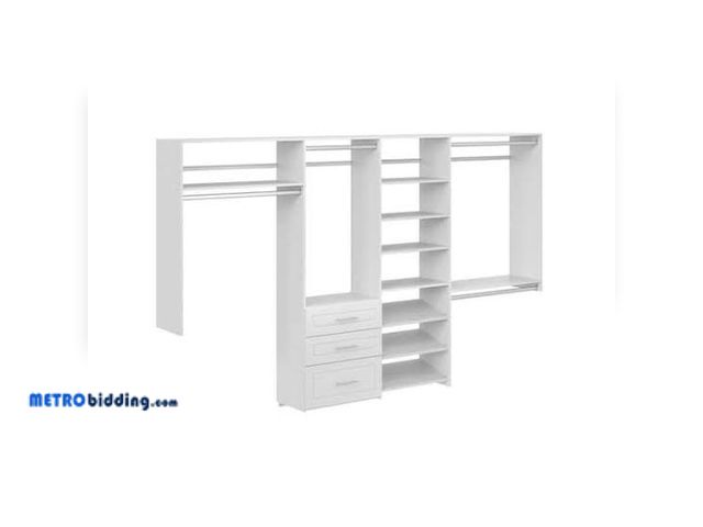 Lot 88-494304 - Closet Evolution Modern Raised Dual Tower 96 in. W - 120 in. W White Wood Closet System WH68