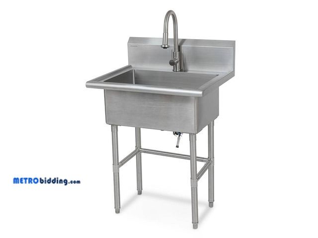 Lot 88-491571 - Glacier Bay 30 in. W x 24 in. D Freestanding Stainless Steel 1-Compartment Commercial Laundry/Utilit...