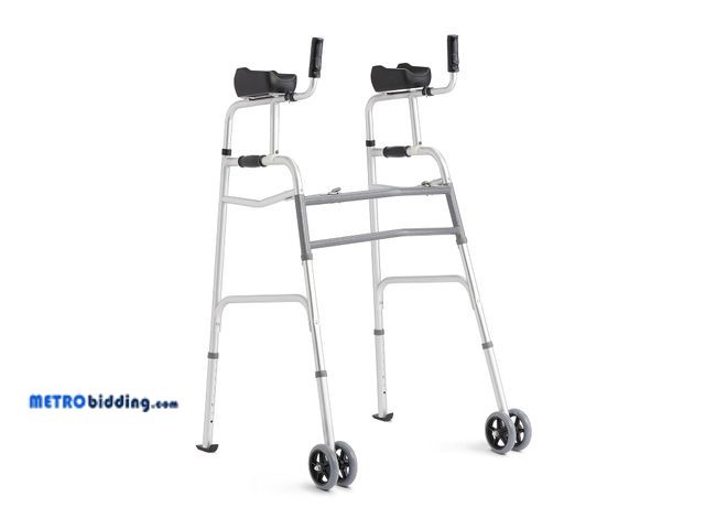 Lot 88-497397 - Medline Upright Aluminum Junior Folding Walker – Comfortable, Maneuverable, for Injury, Balance, Pos...