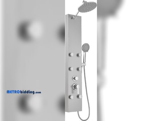 Lot 88-508825 - Bathfinesse Rainfall Shower Tower Shower Panel System, Round Head,Stainless Steel with 6 Body Jets M...