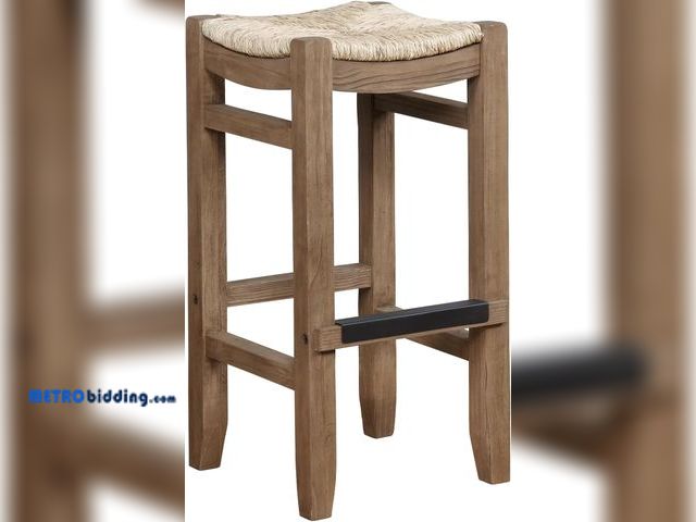 Lot 88-491333 - Alaterre Furniture " Newport 30"" H Wood Bar Stool with Rush Seat", brown (ANNP2271)