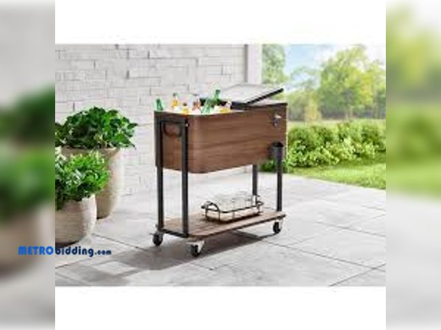 Lot 88-491342 - StyleWell 80 Qt. Brown Woodgrain Cooler with Black A601008800