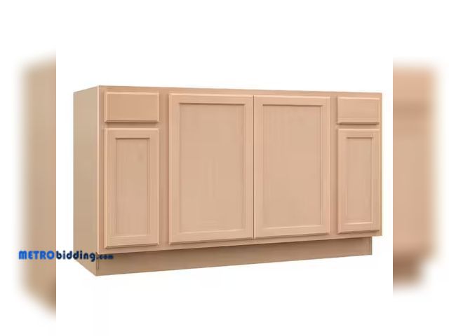Lot 88-484580 - Recessed Panel 60 in. W x 24 in. D x 34.5 in. H Assembled Sink Base Kitchen Cabinet in Unfinished