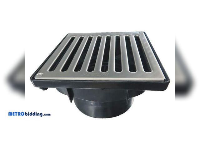Lot 88-495405 - RELN Vortex Series 6 in. x 6 in. x 2.5 in. Stainless Steel Square Low Profile Drainage Catch Basin K...