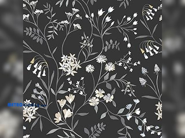 Lot 88-497741 - Roommates RMK12179PLW Black Meadow Mix Peel and Stick Wallpaper