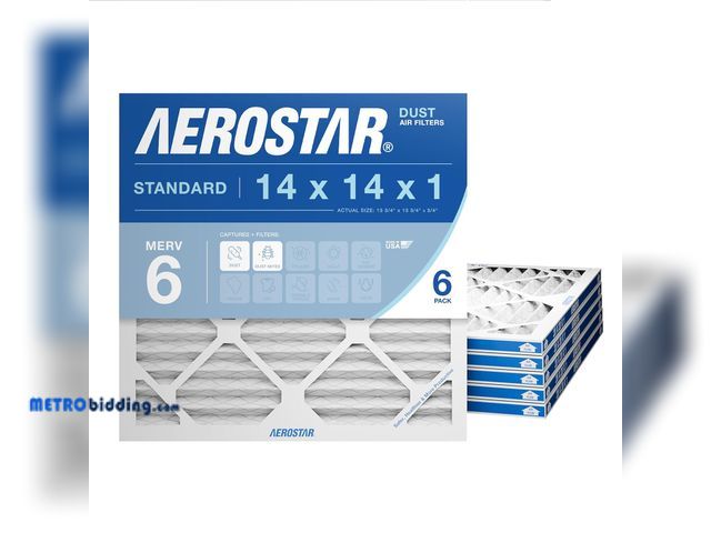 Lot 88-490958 - Aerostar 14x14x1 MERV 6 Pleated Air Filter, AC Furnace Air Filter, lot of 4