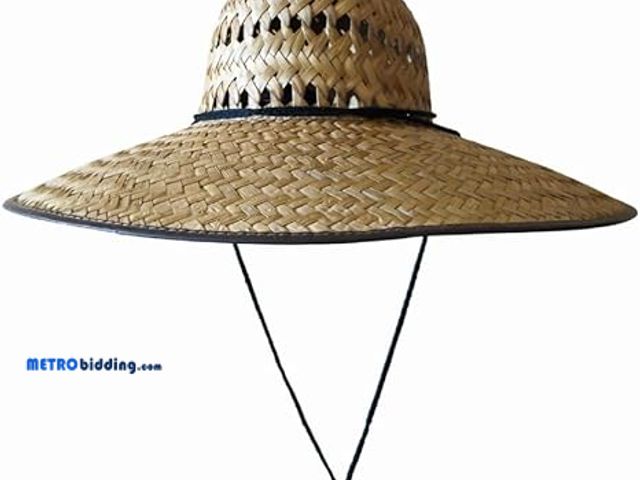 Lot 88-492700 - Handwoven Straw Sun Hat, Wide Brim, Adjustable Chin Strap