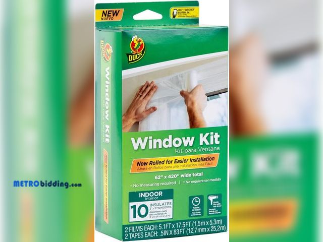 Lot 88-498037 - Duck Brand Window Insulation Kit - Winter Seal Kit Fits up to 10 Windows - Rolled Shrink Film Cuts t...
