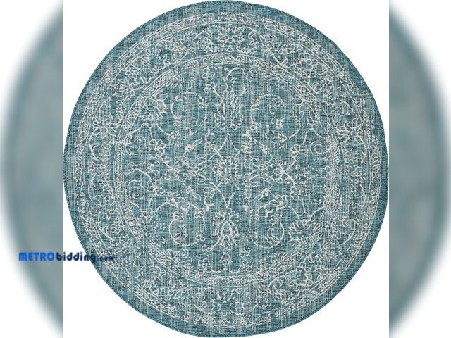 Lot 88-496253 - SAFAVIEH Courtyard Collection 5'3" Round Turquoise CY8680 Indoor/ Outside Waterproof Easy cleansingP...