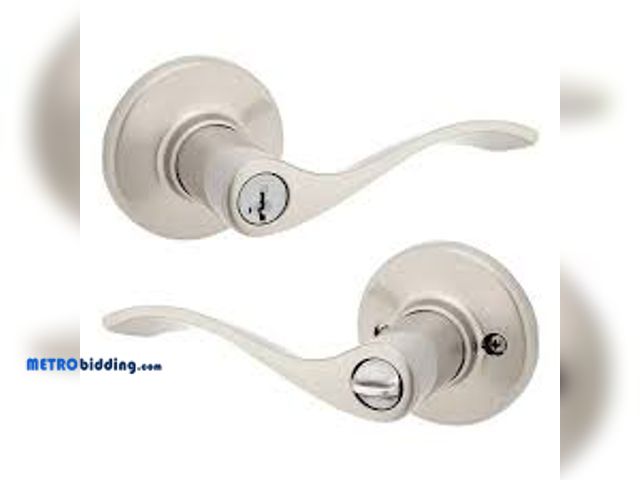 Lot 88-480631 - Kwikset Balboa Satin Nickel Keyed Entry Door Handle featuring SmartKey Security and Microban Technol...