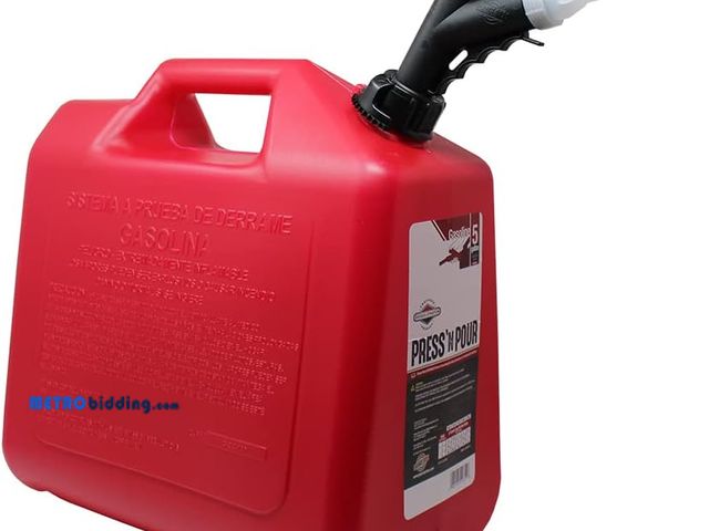 Lot 88-498461 - Press 'N Pour Gas Can | 5 gallon | Red | SKU: GB351