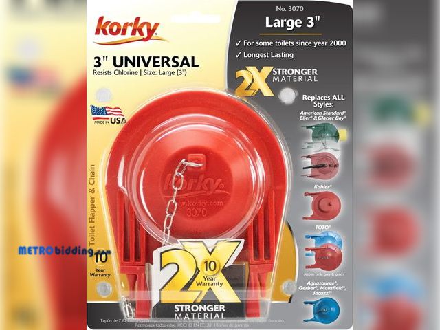 Lot 88-481501 - Korky 3070BP Large 3" 2X High Performance Universal Toilet Flapper, Red