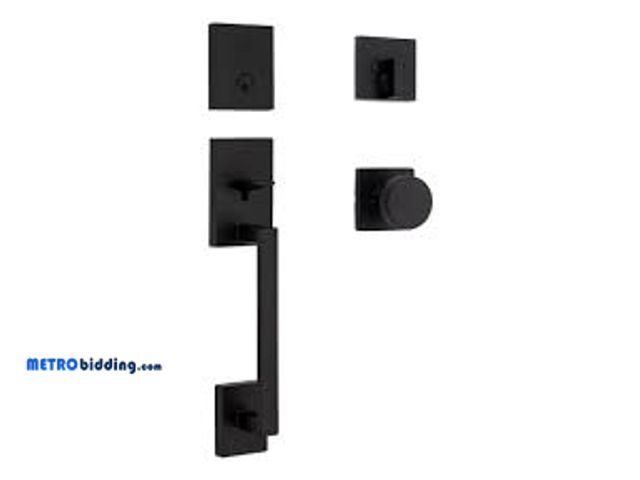 Lot 88-493770 - Kwikset San Clemente Single Cylinder Low Profile Door Handleset w/Square Pismo Knob featuring SmartK...