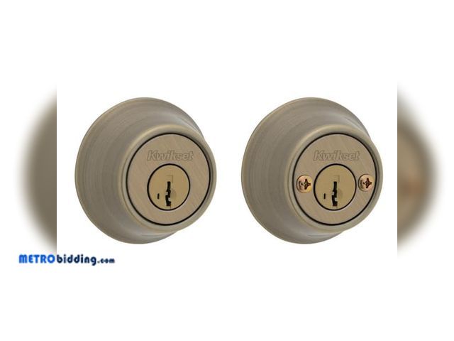 Lot 88-491845 - Kwikset 665 Antique Brass Double Cylinder Deadbolt featuring SmartKey Security and Microban Technolo...