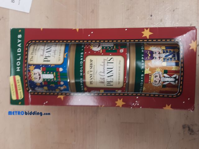 Lot 88-494236 - Williamsburg Holiday Nutcracker Chocolate Covered Peanuts - Three 11.5 oz.Tins