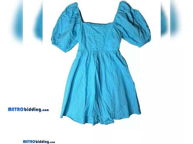 Lot 88-514769 - Women's Puff 3/4 Sleeve Dress - A New Day Aqua Blue Size M