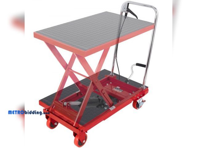 Lot 88-480843 - Hydraulic Lift Table Cart, 500lbs Capacity 28.5" Lifting Height, Manual Single Scissor Lift Table wi...