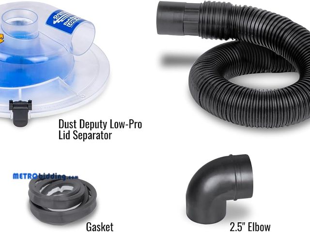 Lot 88-482558 - Dust Deputy Low-Pro Plus Lid Dust Separator Kit for Shop Wet Dry Vacuums - 2.5" Adapter &amp; 3' Hos...