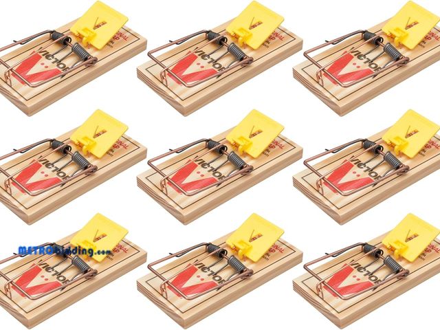 Lot 88-498270 - Victor M205-9 Easy Set Plastic Pedal Sustainably Sourced FSC Wood Humane Snap Rat Trap - 9 Wooden Tr...
