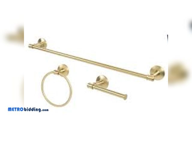 Lot 88-495316 - Glacier Bay Tennyson 3-Piece Bath Hardware Set with Towel Ring Toilet Paper Holder and 18 in.
