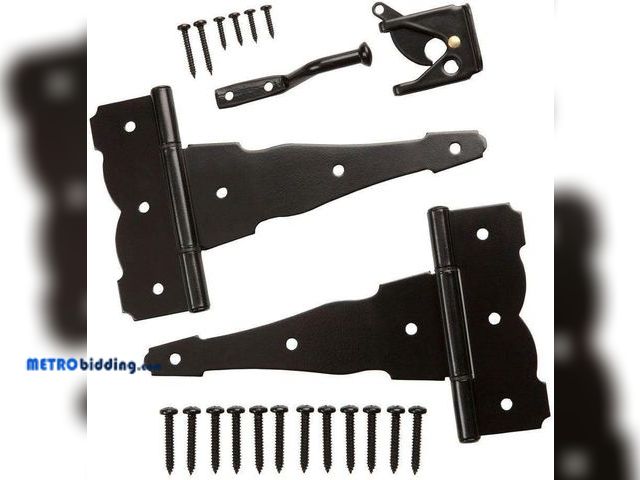 Lot 88-501207 - Everbilt Black Decorative Gate Hinge and Latch Set hardware parts (Black)