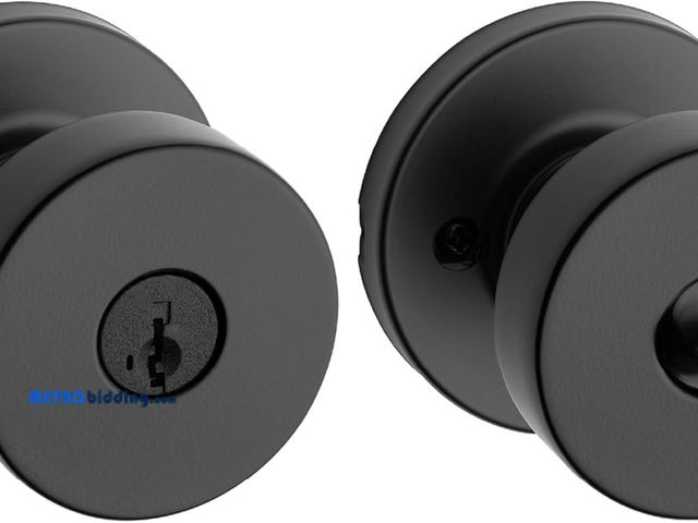 Lot 88-492022 - Kwikset Pismo Entry Door Knob with Lock and Key, Secure Keyed Handle Exterior, Front Entrance and Be...