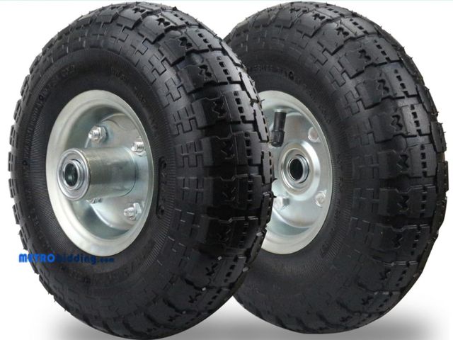 Lot 88-503464 - (2 Pack) RRQ 10 Inch Pneumatic Wheel 4.10/3.50-4 Tire, 10" Pneumatic Wheels with 5/8" Bearings,2.2" ...