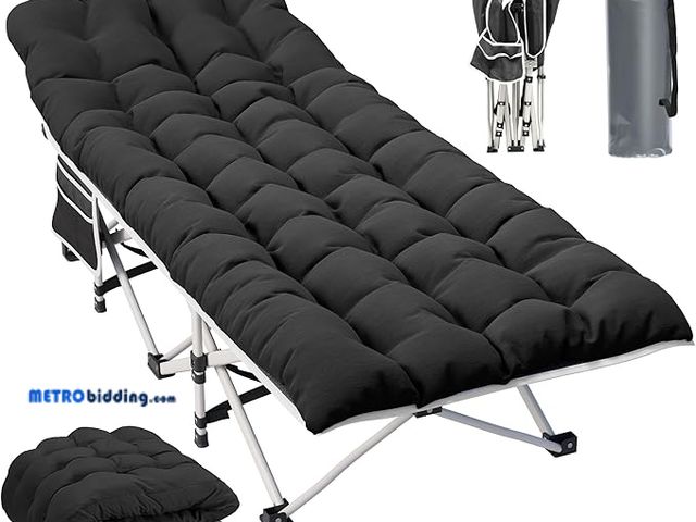 Lot 88-483068 - YITAHOME Camping Cots w/Mattress Portable Lounge Chair Outdoor Folding Cot Heavy Duty 575LB Capacity...