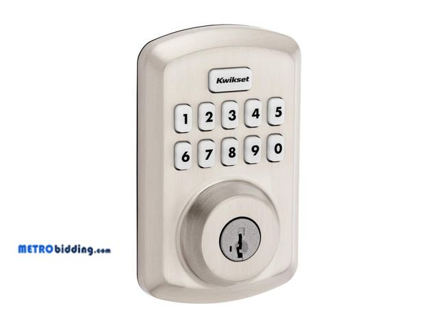 Lot 88-491823 - Kwikset Powerbolt 250 10-Button Keypad Satin Nickel Transitional Electronic Deadbolt Door Lock 9250T...